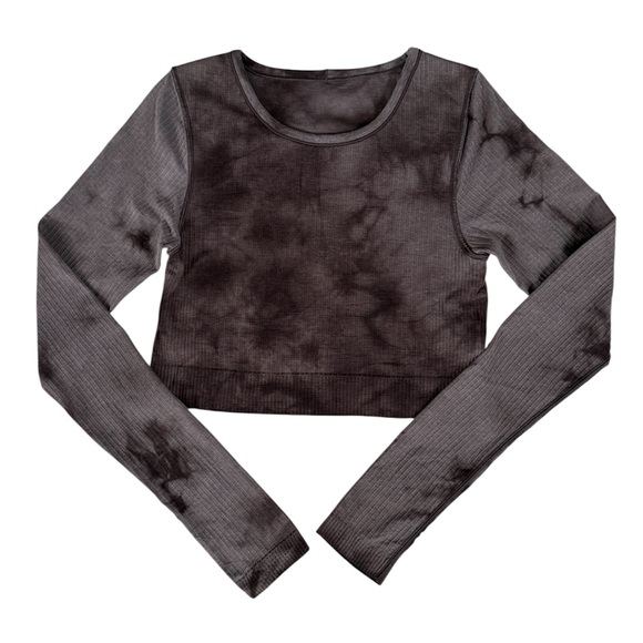 lululemon athletica Tops - Lululemon Women’s Ebb to Street Long Sleeve Marble Dye in Black Granite Size 6